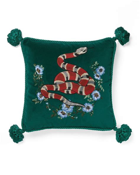 velvet cushion with snake embroidery 1 250 through gucci décor|Gucci Oblong Velvet Snake Cushion .